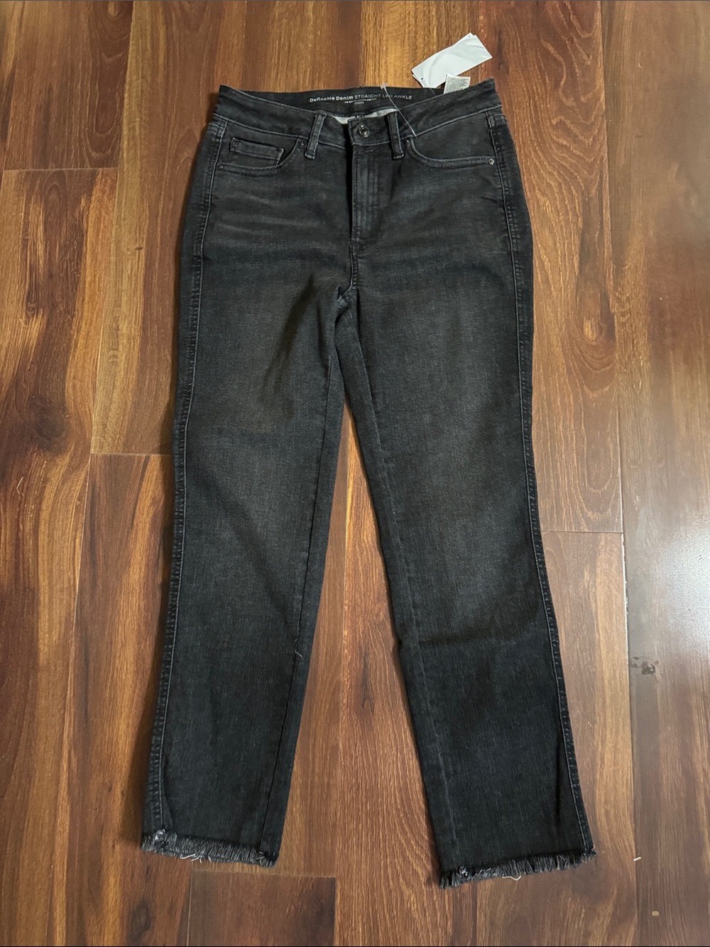 Chico's Black Straight-Leg Jeans with Frayed Hem